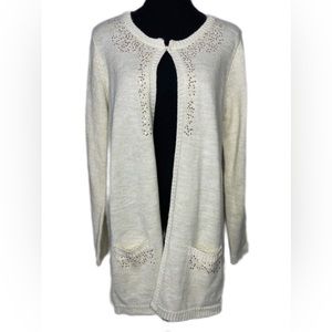 SUSAN GRAVER QVC Sequined Long Cardigan Knit Sweater Women’s Size Small